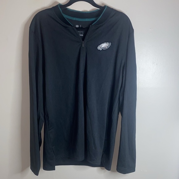 🌲NFL Philadelphia Eagles Nike Dri-fit Black Coaches 1/2 Zip Jacket Men’s Large! - Picture 2 of 10